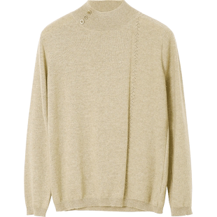 米皇秋季新款半高领长袖羊绒衫女纯色韩版针织打底衫