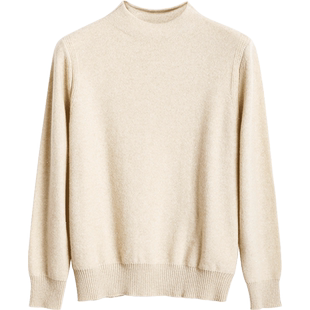 米皇秋冬新款半高领套头羊绒衫女休闲纯色羊绒毛衣针织打底衫