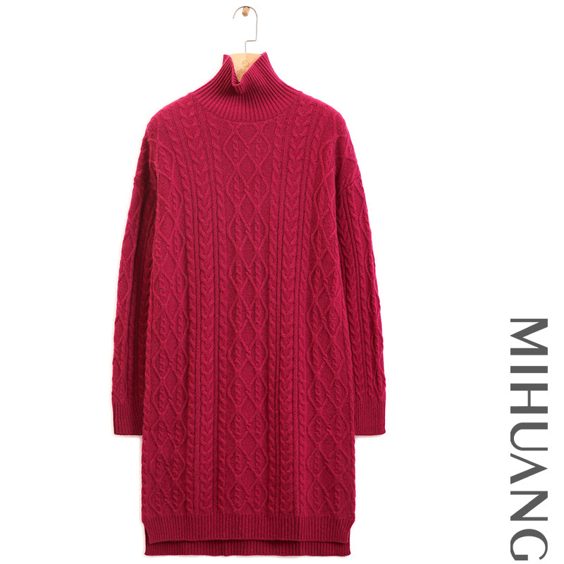 米皇秋季新款高领羊绒衫女上衣纯色休闲保暖纯羊绒中长款连衣裙,女装/女士精品,连衣裙,淘宝优惠券,粉丝福利购,淘宝优惠卷