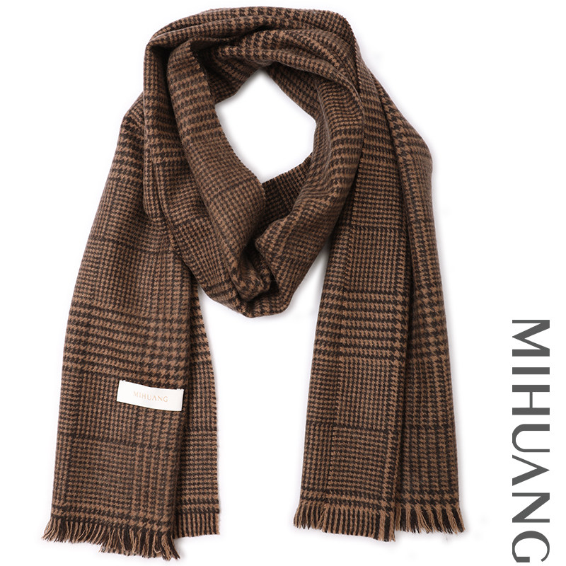 米皇2025秋冬新款格纹羊绒围巾纯山羊绒披肩时尚男女保暖通用围脖