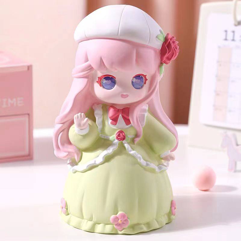 花园少女新款彩绘摆摊存钱罐涂色卡通模具石膏像乳胶模具石膏娃娃