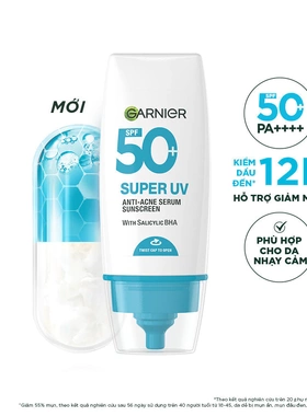 越南官网代购Garnier 广谱防晒霜碱性油最高12H防晒50+PA+ 30ML
