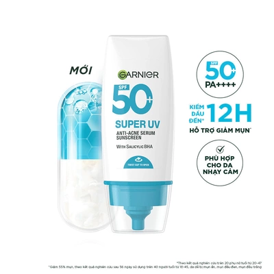 越南官网代购Garnier 广谱防晒霜碱性油最高12H防晒50+PA+ 30ML
