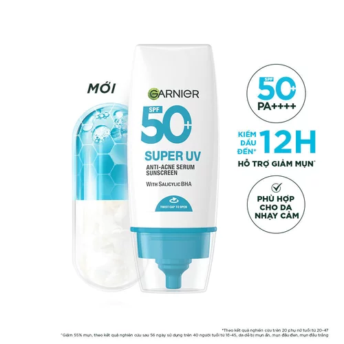 越南官网代购Garnier 广谱防晒霜碱性油最高12H防晒50+PA+ 30ML