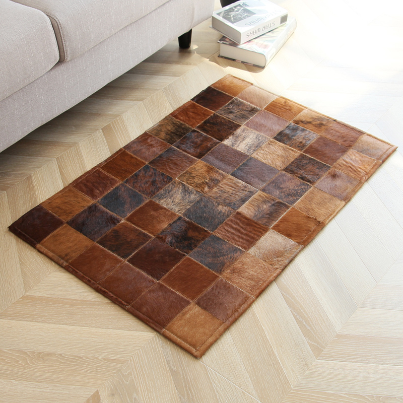 新品简约手工牛皮小地毯地垫门垫