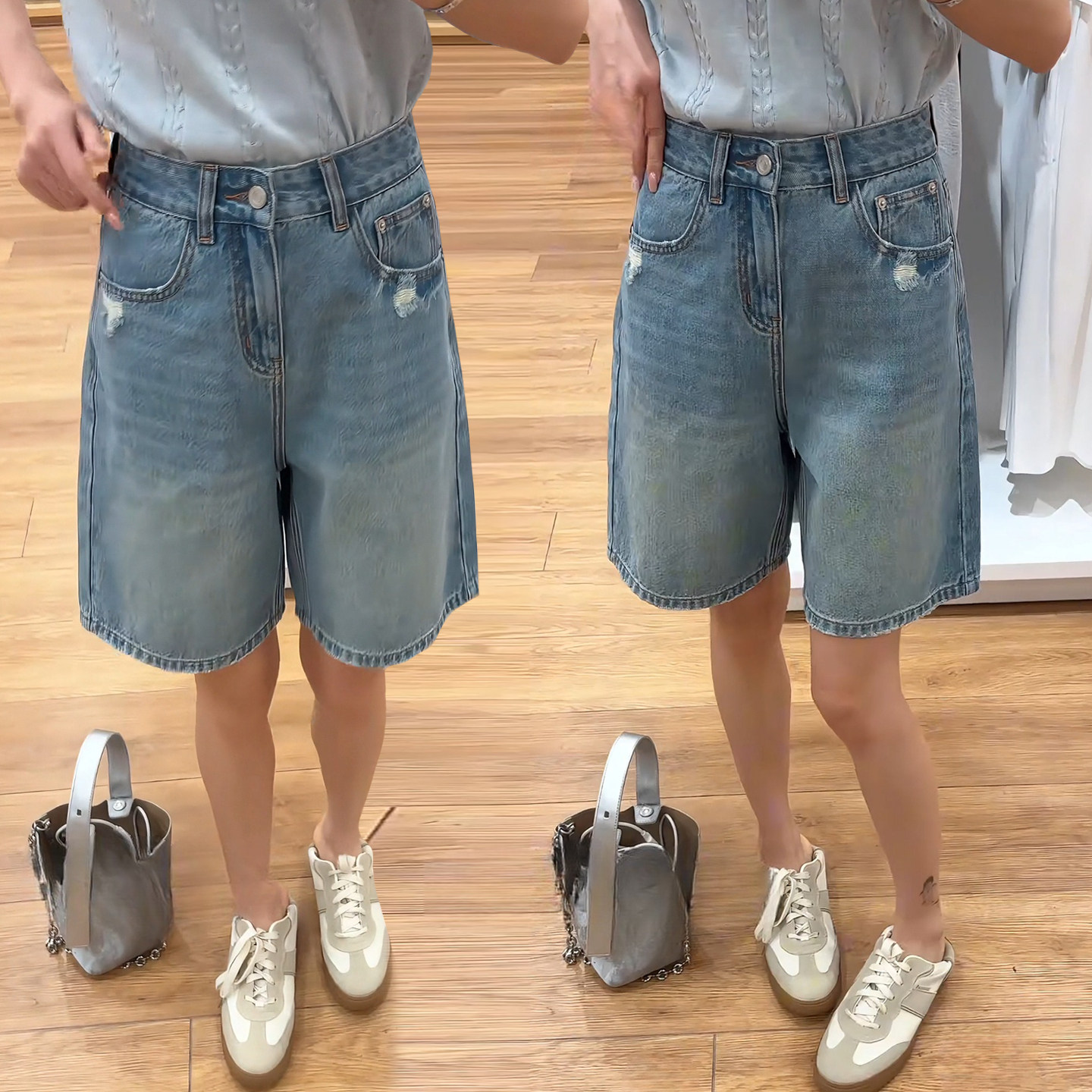 韩版高腰破洞牛仔短裤女夏季新款