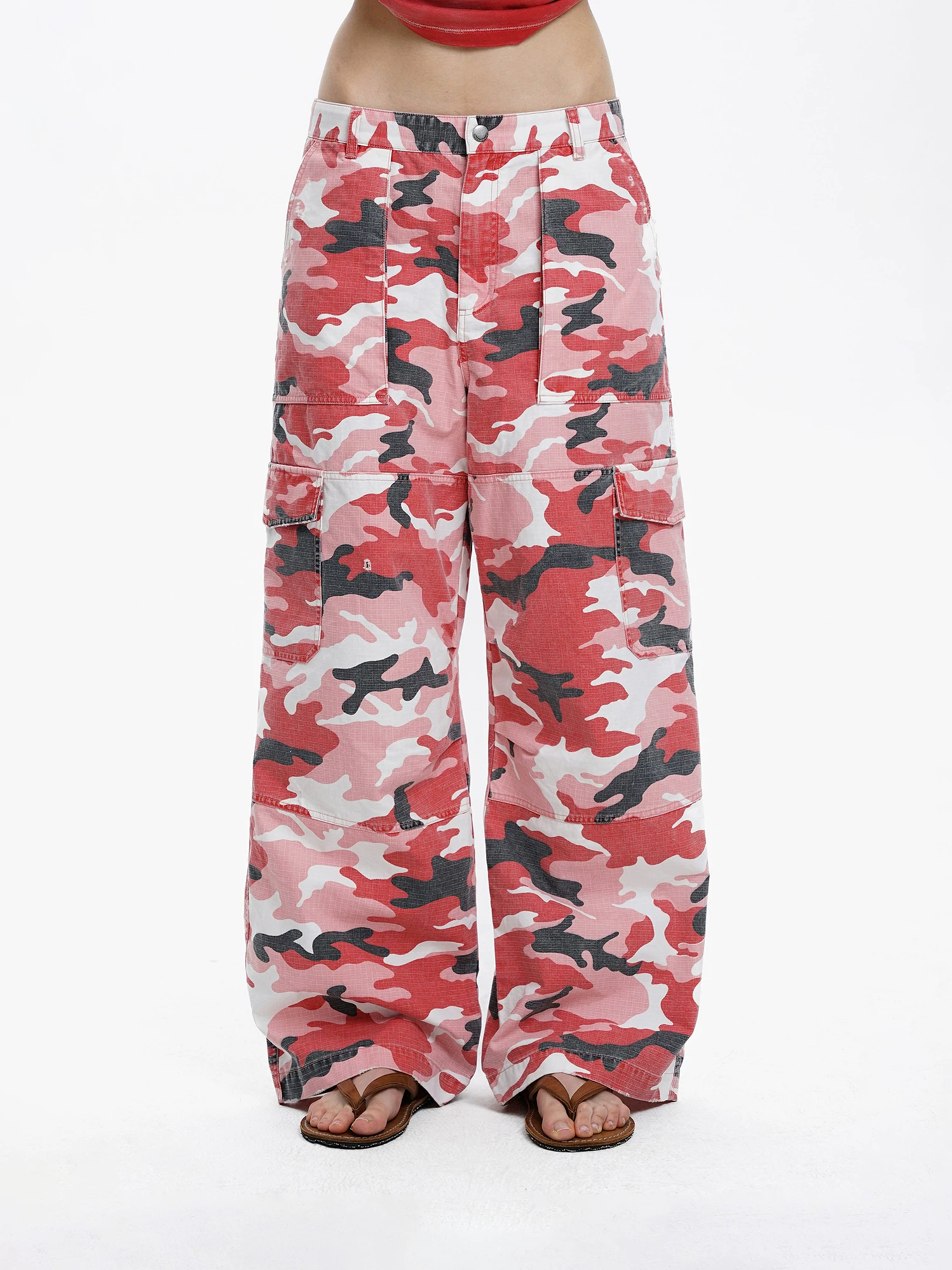 [New Product] MASONPRINCE* Specially Customized Dark Plaid Washed Camouflage Cargo Pants"