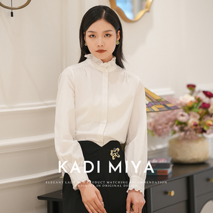 衬衣 女轻熟高级感长袖 法式 宫廷风木耳边衬衫