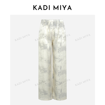 KADIMIYA“心静止水”丁达尔风新中式印花垂感休闲裤复古直筒长裤