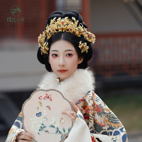 稷氏小筑 灿灿  明制汉服发冠复原风传统古风发饰古典头饰女金色