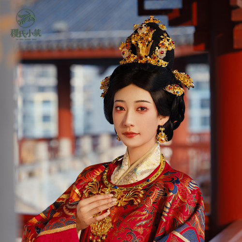 稷氏小筑 荣华 明制汉服发冠古风婚嫁头饰套装狄鬓发饰发钗簪子