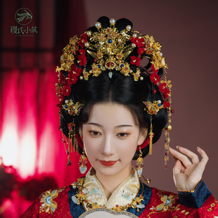 稷氏小筑 凤台曲 汉服发冠发钗发簪铜镀金配饰古风发饰女头饰后压