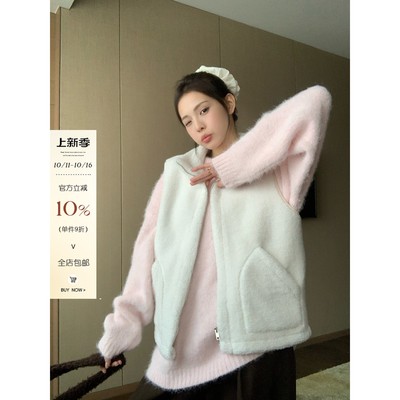 羊羔毛马甲女短款秋冬
