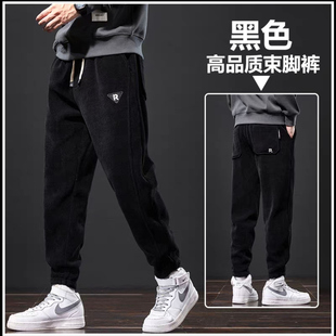 2025新款 长裤 秋冬季 束脚休闲裤 子男 重磅灯芯绒卫裤 加绒加厚裤 男士