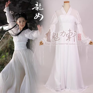 古代侠女服装白色飘逸神雕侠侣同款小龙女服装古装汉服杨过侠女装