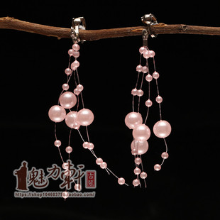 珠珠耳饰粉蓝紫白色满天星耳夹古装汉服拍照摄影写真搭配饰品耳坠