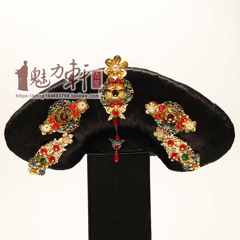 魅力轩古装手作旗头清宫娘娘妃子景泰中国风头饰如懿传皇后款旗头