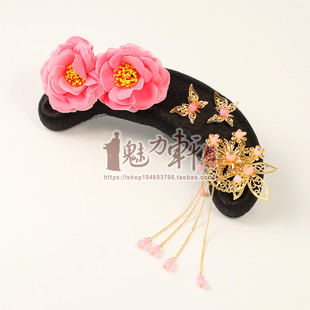 古风造型头饰清宫格格公主粉色系花朵旗头还珠格格头饰中国风女孩