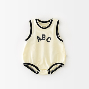 婴儿连体衣包屁哈衣夏装无袖男女宝宝夏季纯棉薄款小月龄夏天衣服