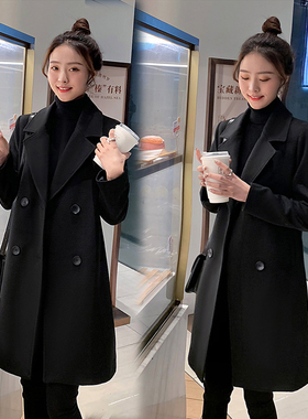 155cm小个子韩系羊绒质感毛呢外套女秋冬大码胖mm赫本风呢子大衣