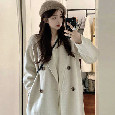 【送运费险】奶白色毛呢外套女