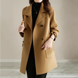深驼色短款毛呢外套女秋冬韩版大码胖MM200斤加厚小个子呢子大衣
