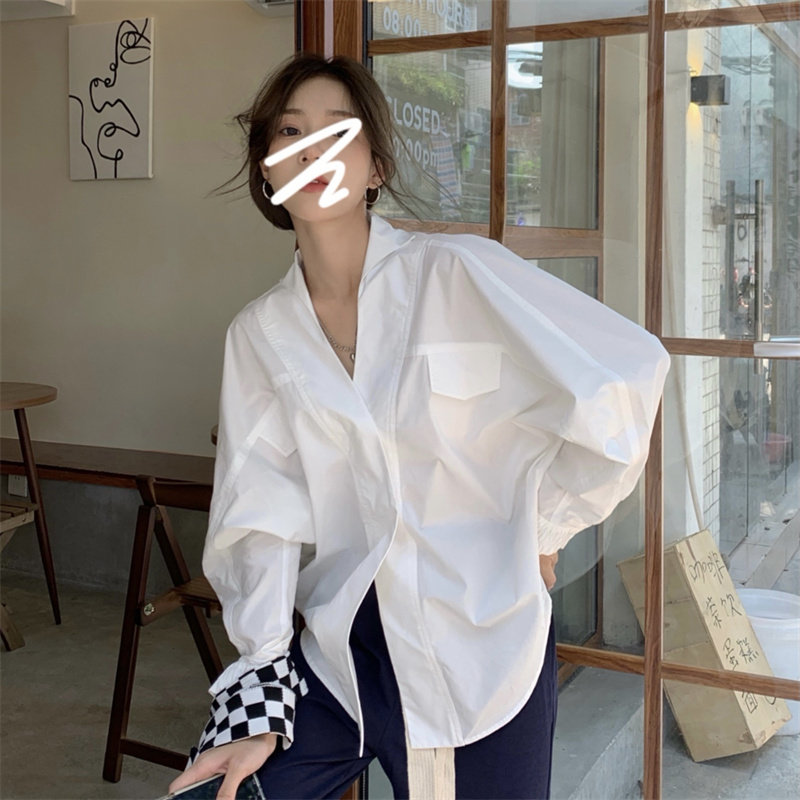 白色长袖衬衫女夏装大码胖MM