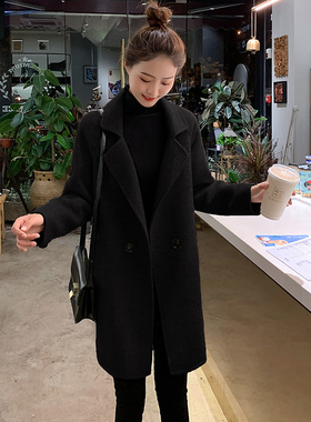 155cm小个子短款毛呢外套女冬韩系大码胖mm加厚羊绒质感呢子大衣