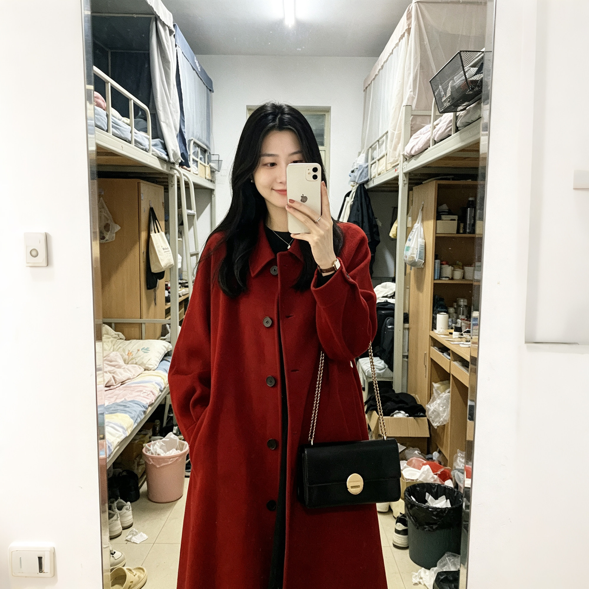 【送运费险】高级感红色大衣女