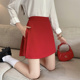 裙裤 红色半身裙女大码 梨型身材胖mm高腰遮肚显瘦a字裙小个子西装