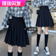 高个子短裙裤 百褶裙女加长版 a字半身裙防走光显瘦胖mm西装 裙黑色