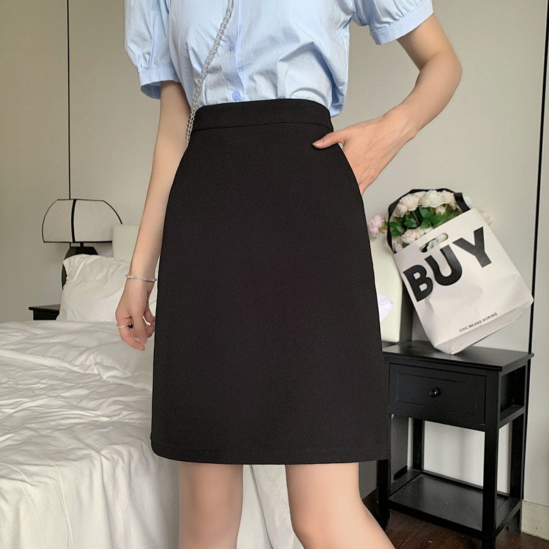 黑色半身裙女职业裙a字裙带口袋西装包臀裙中裙胖mm工作防走光裙,女装/女士精品,半身裙,淘宝优惠券,粉丝福利购,淘宝优惠卷
