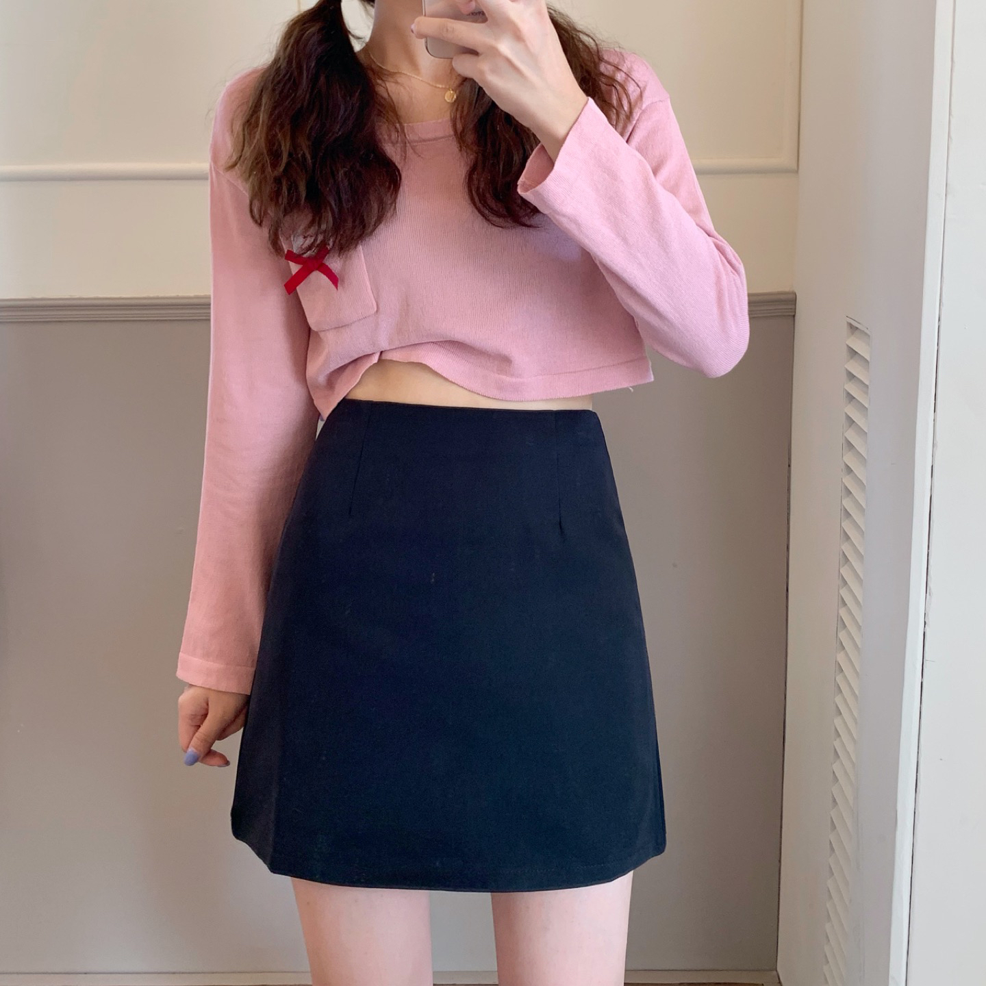 Autumn women's high waisted and slim, all kinds of solid color short A-line buttock wrap skirt skirt
