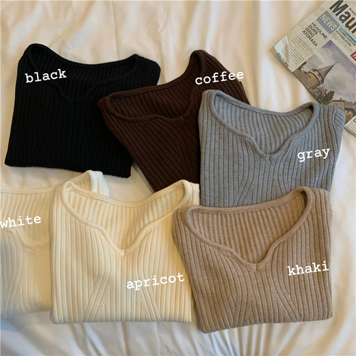 New real price and real shooting in early autumn season with knitwear inside and short design feeling bottomed Shirt Top