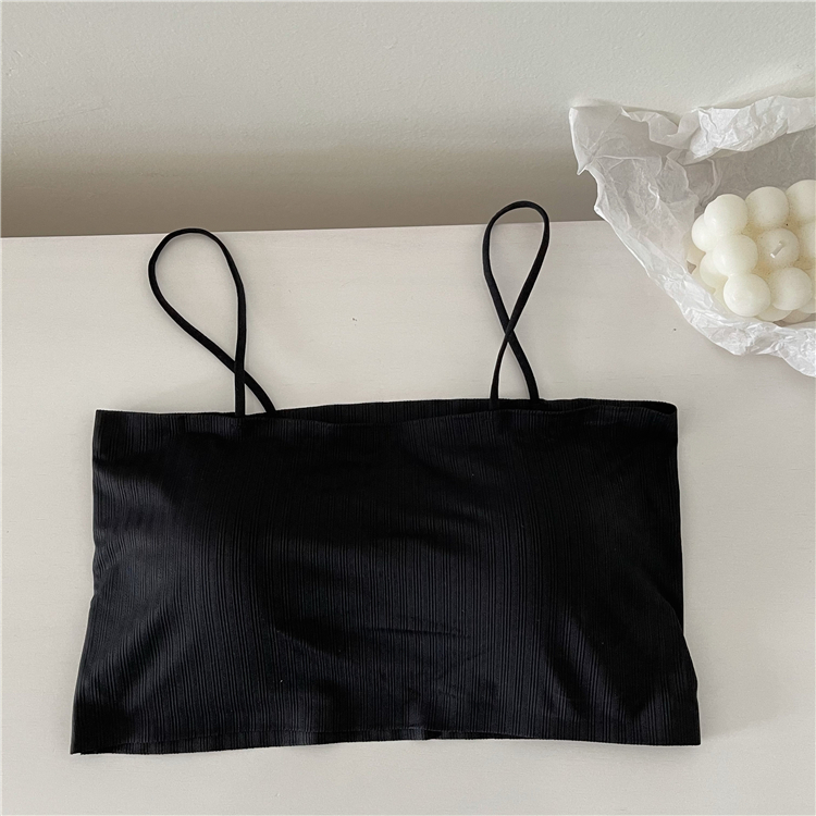 Real price real shot Xia Bo Bing Si seamless shoulder strap vest with cute girl candy color inside