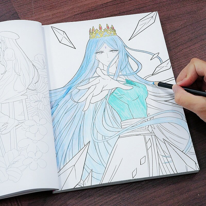 叶罗丽公主涂色书线稿手绘画女孩填色本小学生图画本儿童画画绘本