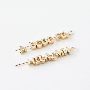 镀18K14K真金保色迷你26个英文字母隔珠串珠散珠diy 手链项链配件