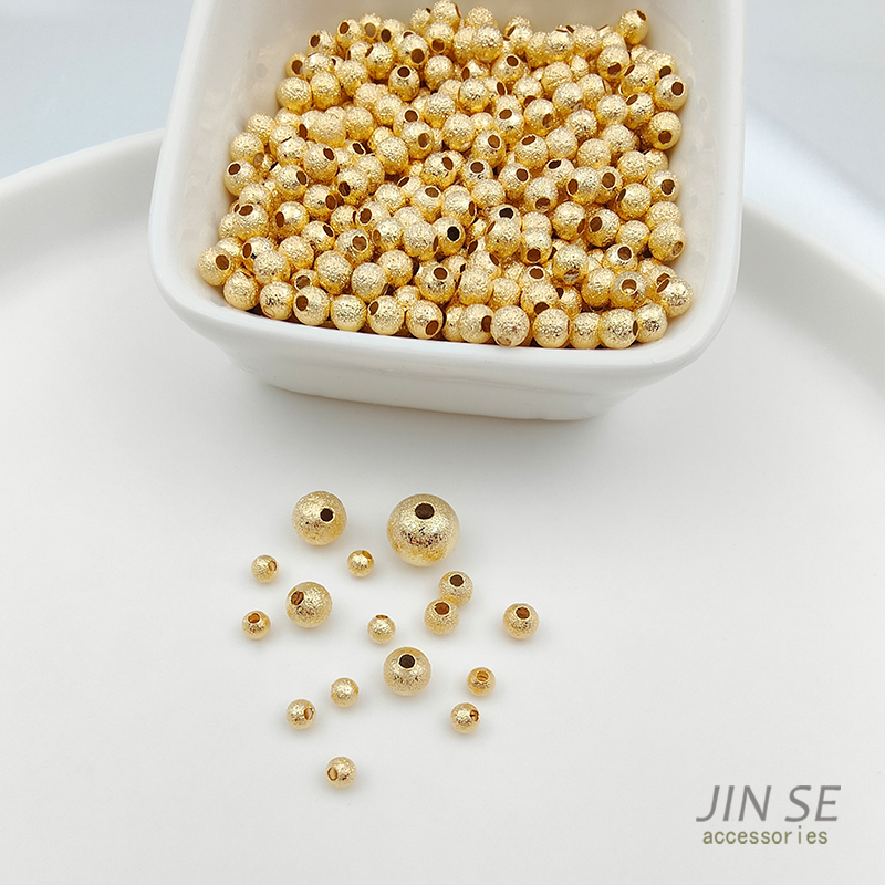 JINSE镀真金磨砂闪沙珠饰品配件