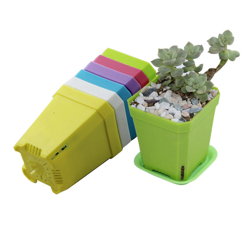 绿植花卉多肉盆栽种植简约加厚塑料花盆正方形黑白彩色款地面叶插