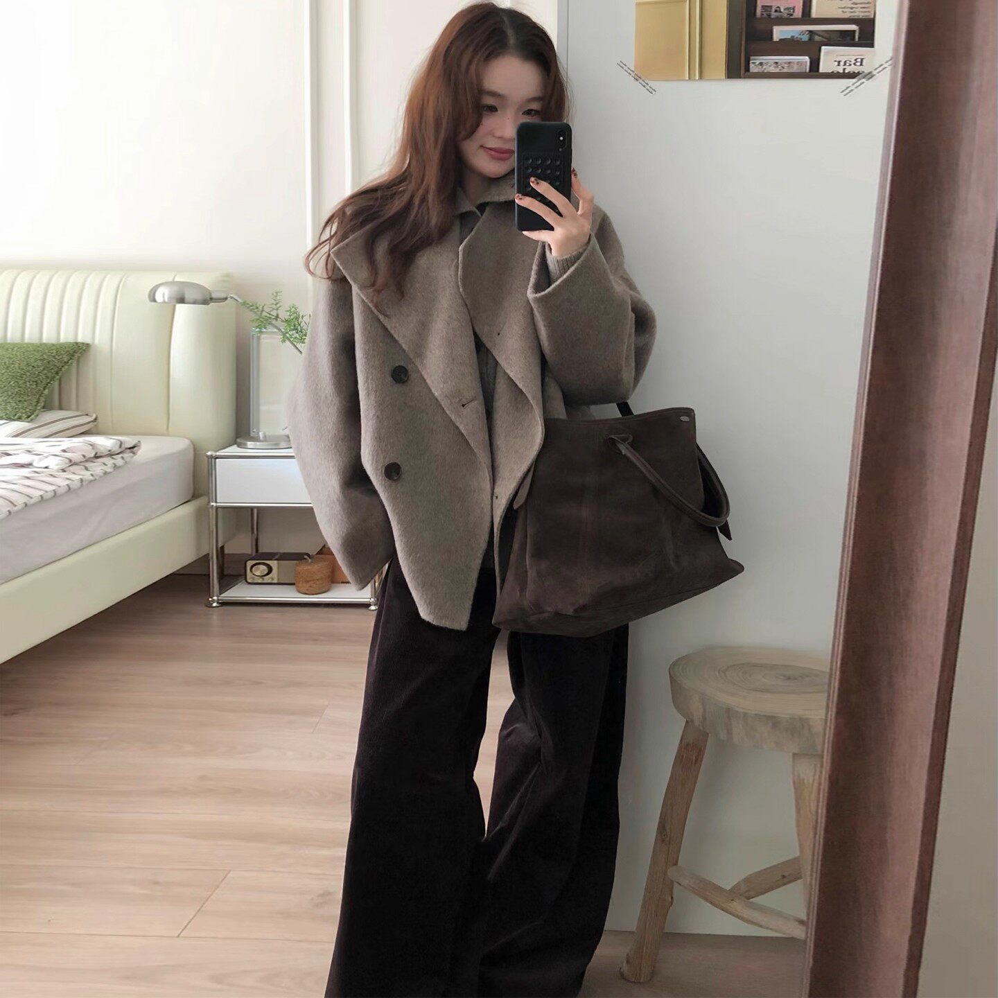 2026秋冬毛呢内衬大翻领呢子外套赫本风高级感有小个子休闲大衣女