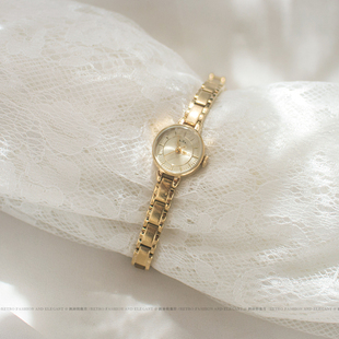 日本agete手表女vintage小巧细带圆盘日系复古精致高级感石英表潮