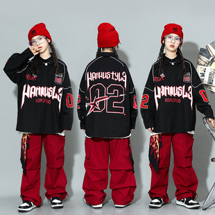儿童街舞潮服秋冬hiphop嘻哈马夹套装女童爵士舞男童元旦演出服
