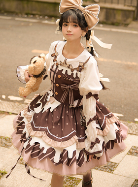 【现货】半糖猫丸【巧巧奶派】原创lolita连衣裙呲甜夏季背带lo裙