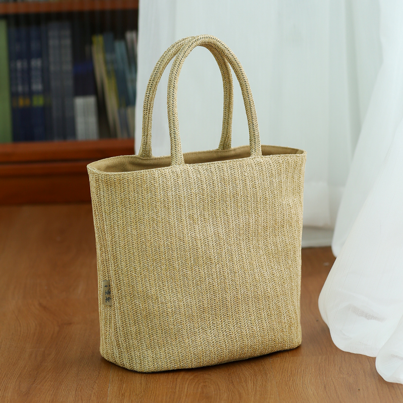 编织海边沙滩草编包布奏手提包
