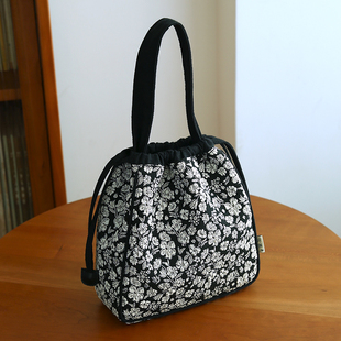 布奏收纳包原创束口手拎包手提小布包时尚外出小拎包抽绳手提袋