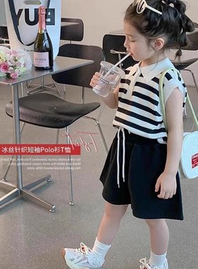 女童Polo衫夏装短袖T恤针织上衣
