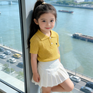 女童夏季薄款短袖polo衫2026新款中小童韩版百搭针织T恤上衣童装