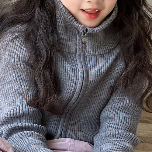 女童双头拉链针织开衫毛衣春装2026新款儿童洋气韩版毛衣童装外套
