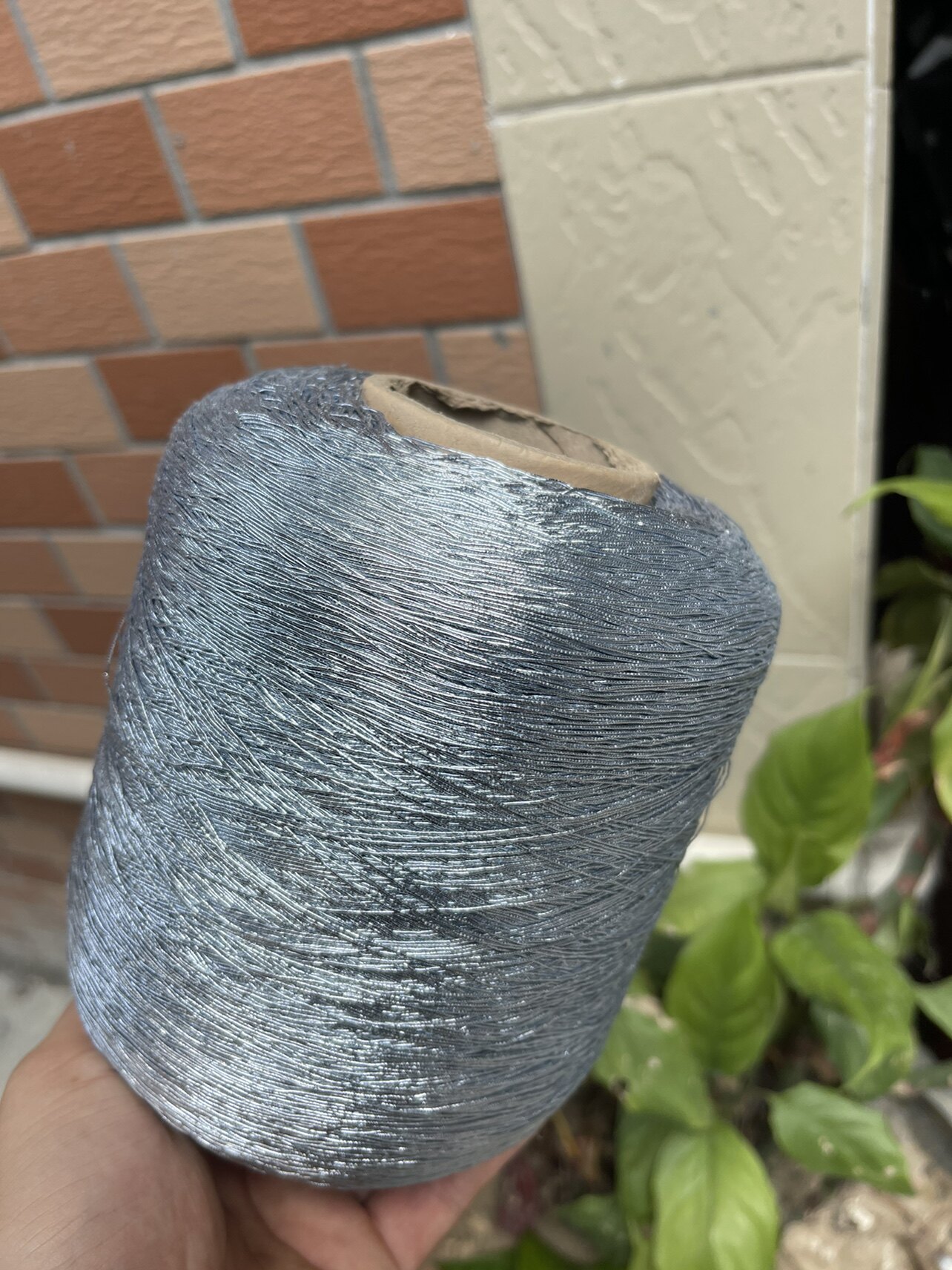 手工编织手提包网红银色包芯棉