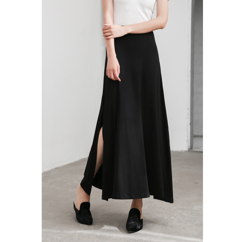 莫代尔欧美风ins侧开叉小码a字裙